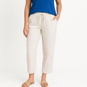 SimpleFlavor White Cotton Blend Drawstring Pants Size M Ankle Beachy Casual